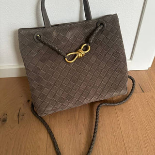 Isa Handbag, Dark Taupe Suede