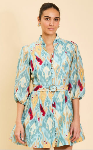 Valencia Mini Dress, Misty Ikat