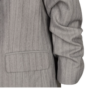 Gathered Sleeve Blazer, Silver Herringbone
