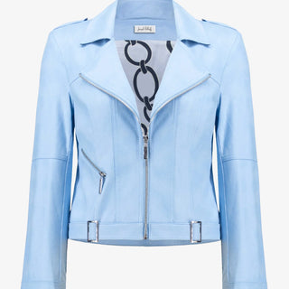 Faux Suede Fitted Jacket, Sky Blue