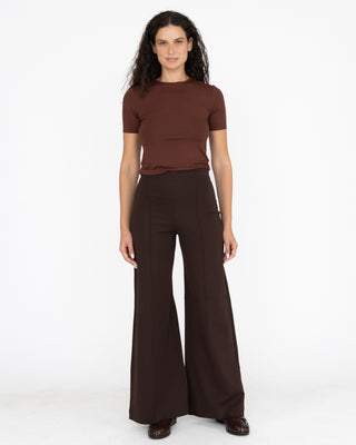 Ponte Knit Standard Wide Leg Pant , Chocolate