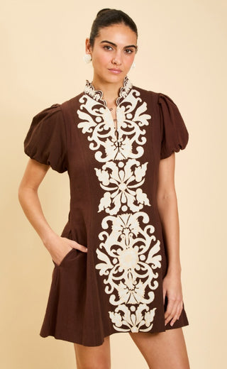 Flavia Mini Dress, Cioccolato Brown