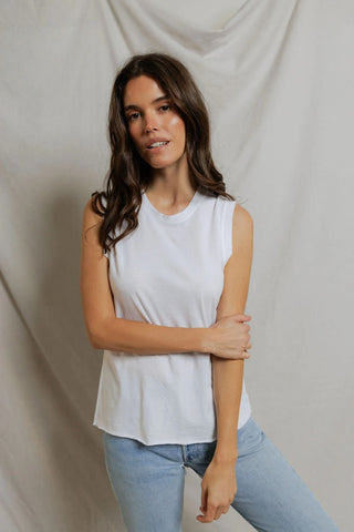 Faye Crispy Cotton Tank, White