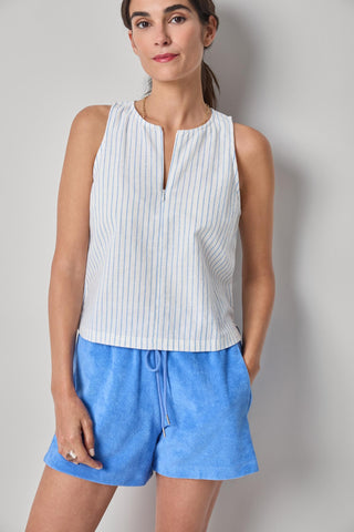 Sleeveless Zip Top, Capri Stripe