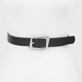 Faux Leather Metal Buckle Belt - Black