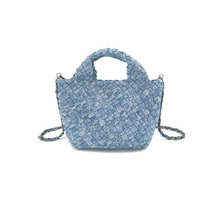 Braided Mini Handbag, Light Denim