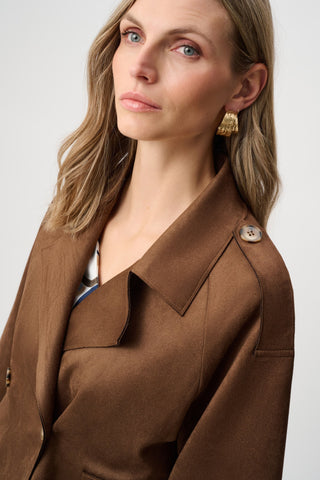 Faux Suede Boxy Jacket, Brown