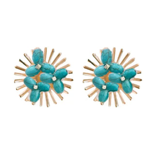 Turquoise Sunburst Stud Earrings