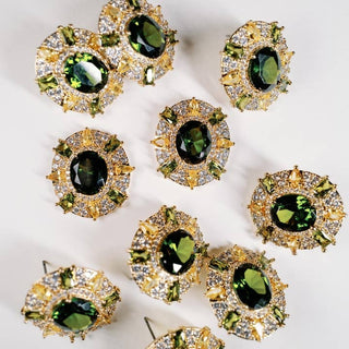 Olive & Canary Oval Earrings