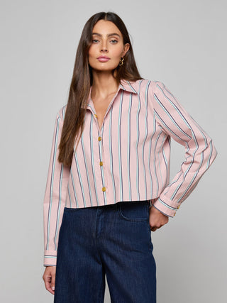 Cosette Crop Hi Lo Shirt, Rose