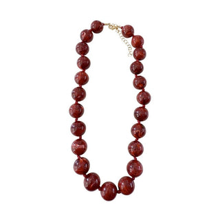 Mabry Chunky Beaded Necklace - Maroon