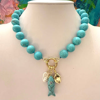 Turquoise + Turquoise Fish Necklace