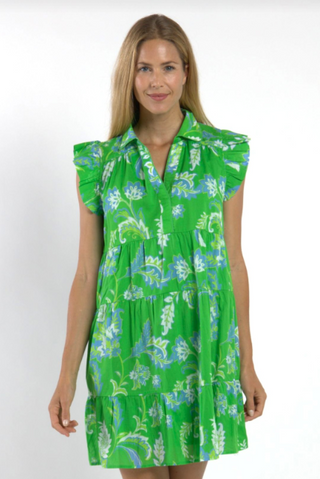 Alanna Dress, Feathered Floral Grass