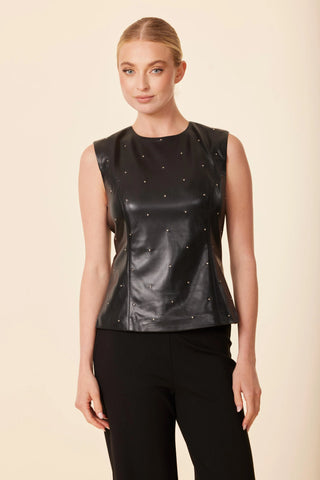 Vegan Leather Studded Top