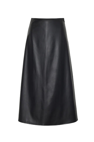 Helene Leather Midi Skirt, Black