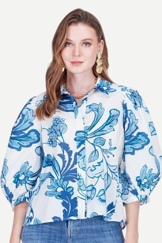 Chloe Fitted Blouse, Blueleaf