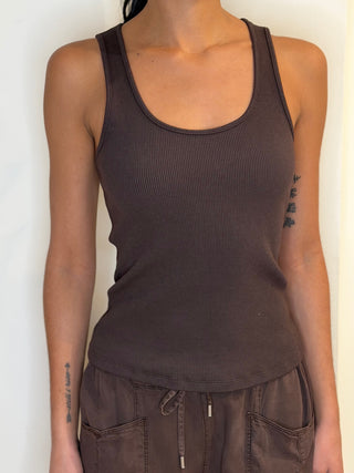 Adira Scoop Neck Tank, Dark Java