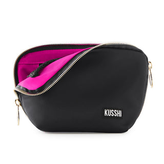 Everyday Makeup Bag, Black/Pink
