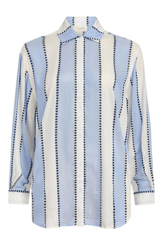 Positano Shirt Dress, Blue Stripe Dots