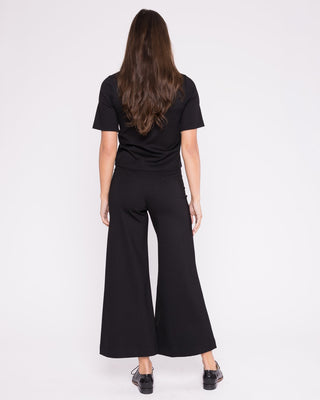 Ponte Knit Wide Leg Pant, Cropped Black