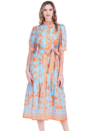 Placket Maxi Dress, Birds of Paradise