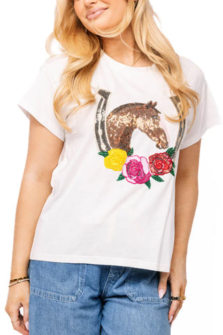 Horse & Rose Horse Shoe Tee