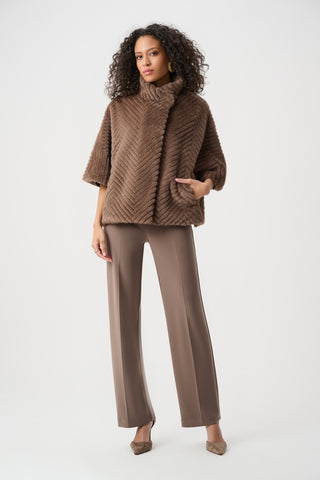 Short Chevron Faux Fur Cape, Mink