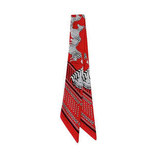 Red Zebra Scarf Necklace  - Zebra