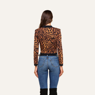 Osiris Jacquard Cardi, Tan Multi Javan Leopard