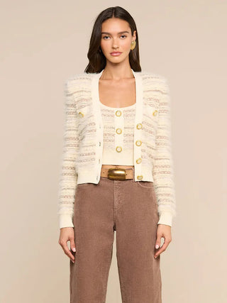Ariadne Mixd Stitch Cardi, Ecru