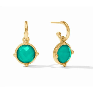 Honeybee Hoop & Charm Earring - Iridescent Emerald Green