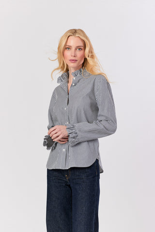 Ruffle Collar Shirt, Black