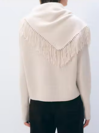 Cashmere Fringe Scarf, Ivory
