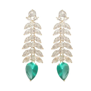 White & Green Gala Statement Earrings