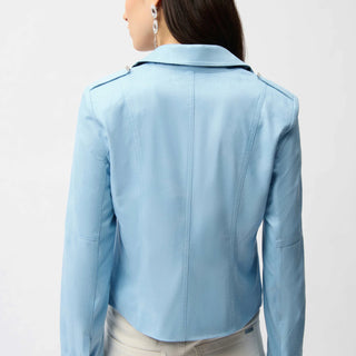 Faux Suede Fitted Jacket, Sky Blue