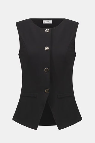 Heavy Knit Fitted Vest, Black