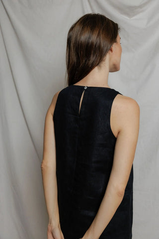 Aileen Linen Dress, True Black