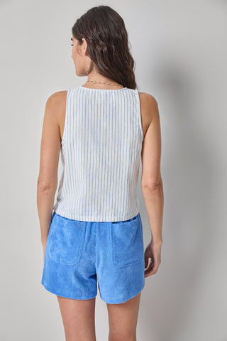 Sleeveless Zip Top, Capri Stripe