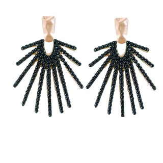 Black Sunburst Statement Drop Earrings