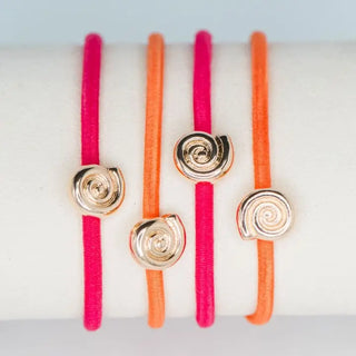 Conch Shell Hair Tie Set - Hot Pink/Orange