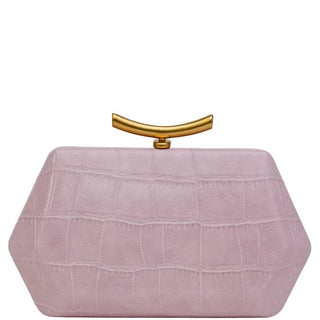 Croc Evening Clutch Bag - Pink