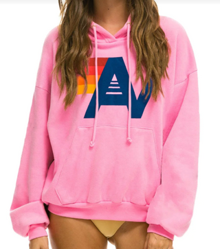 Logo Pullover Hoodie Relaxed, Neon Pink