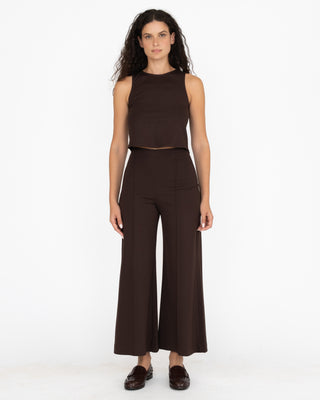 Ponte Knit Cropped Wide Leg Pant , Chocolate