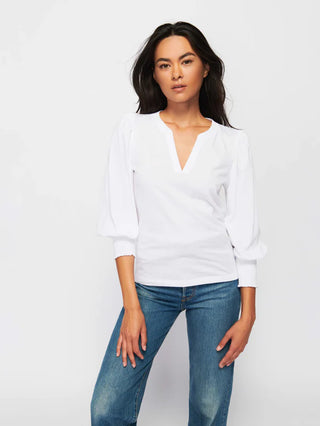 Flora Peasant Tee, White