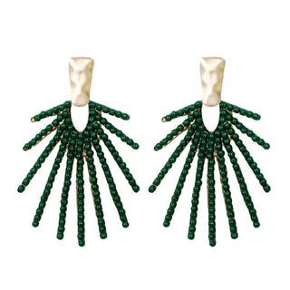 Olive Sunburst Drop Earrings