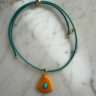 Beach Combing Necklace, Turquoise/Orange