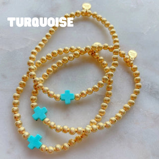 Cross Bracelet, Turquoise