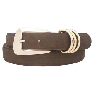 Irregular Triple D Loop Microsuede Belt - Brown