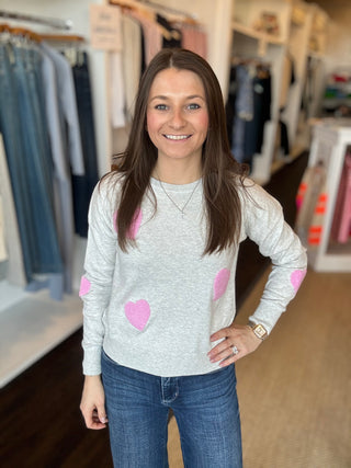 All Over Hearts Sweatshirt, Bubblegum