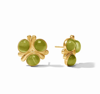 Cobblestone Statement Stud - Green Cat'S Eye